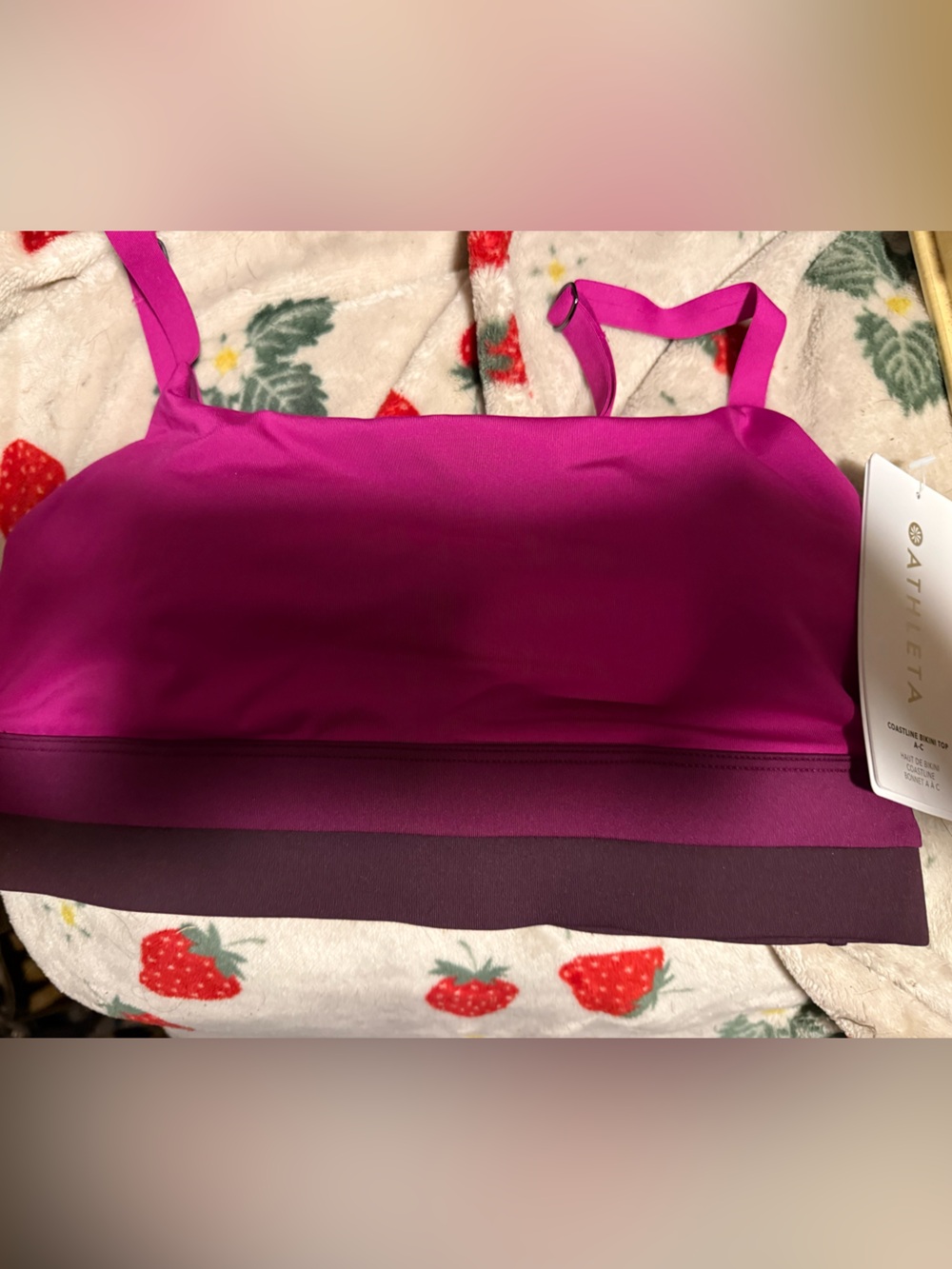 Athleta Magenta/plum Sports Bra/bikini top NWT so soft size XS/S stretchy!